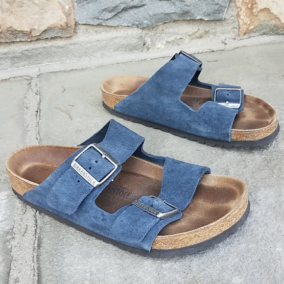Birkenstock Arizona Soft Footbed Suede Leather Light Blue